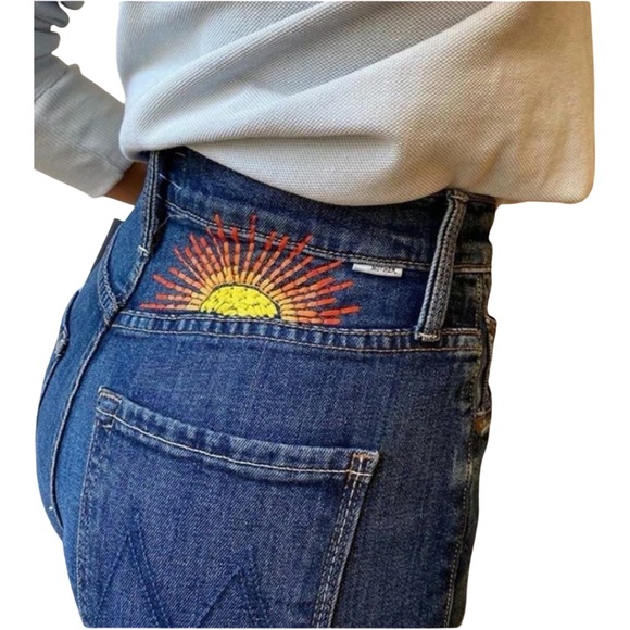 MOTHER The Tomcat Ankle “Roasting Nuts” Jeans 🌞 Embroidered Sun | Size 28 - Picture 2 of 16